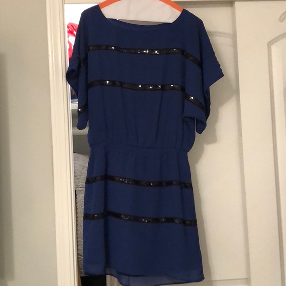 Jessica Simpson navy blue black sequin dress - Picture 2 of 6